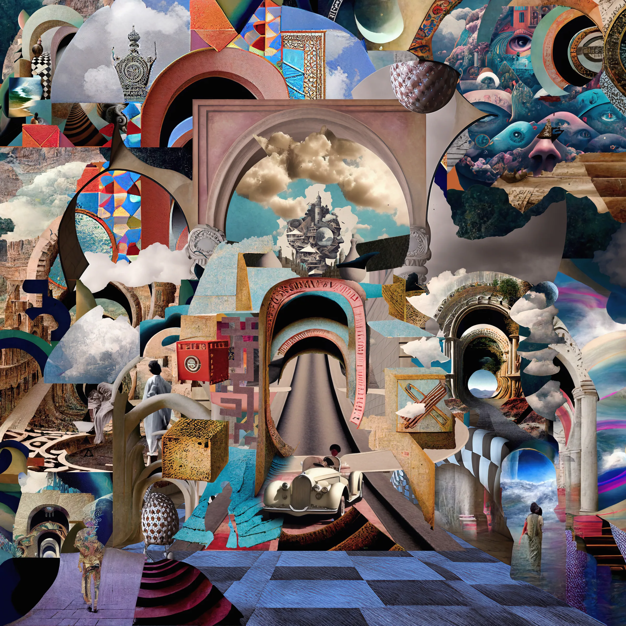 Collage: Dreamwork 3, The Castle Through the Arches.