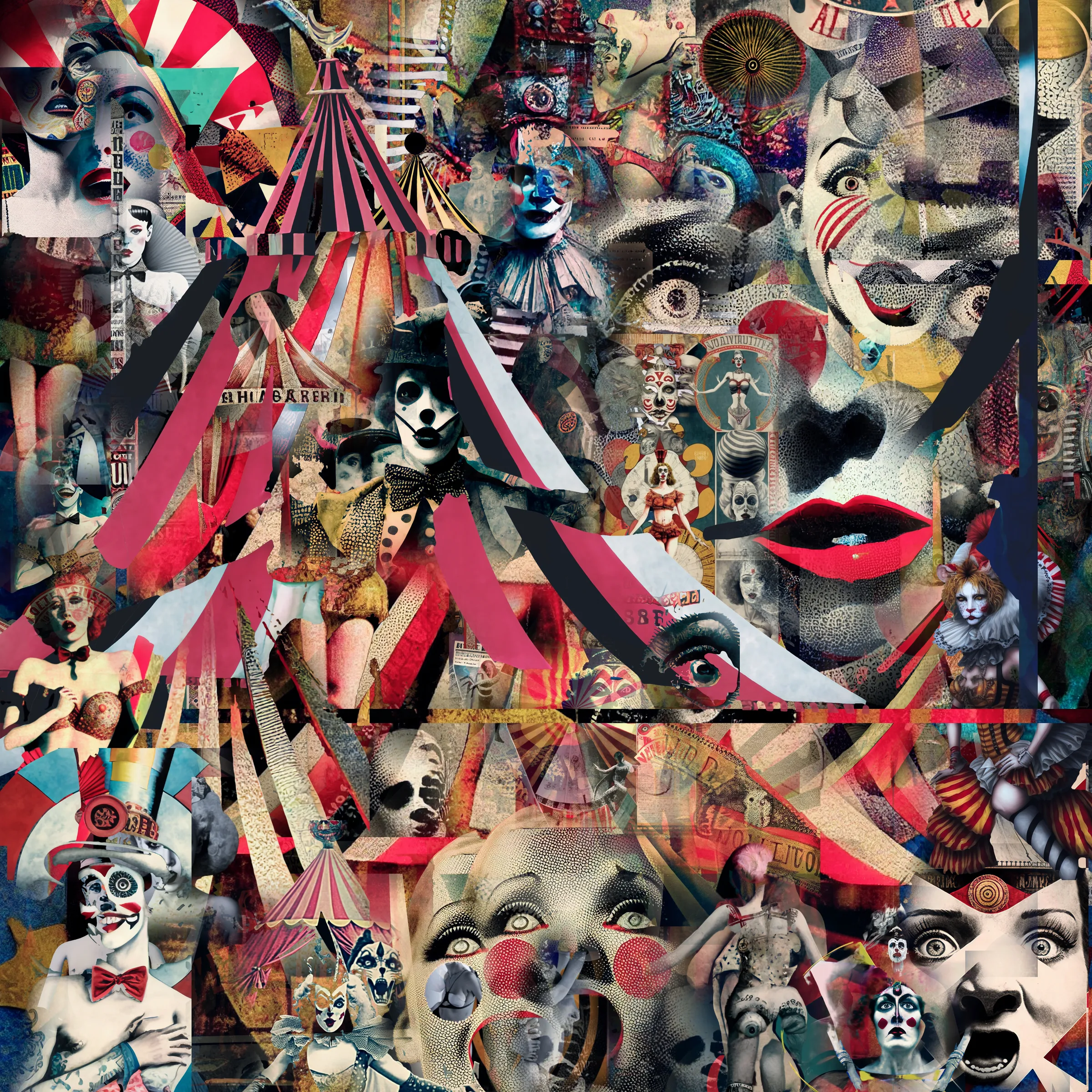 Collage: Circus, Masks All the Way Down.
